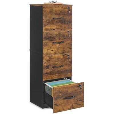 VASAGLE Meuble de Bureau, Meuble de Rangement, Support pour Imprimante, avec 4 Tiroirs Verrouillables, Tringles Réglables, Compatible avec Formats A4, Marron Rustique et Noir d'encre OFC082K02 - Publicité VASAGLE Meuble de Bureau, Meuble de Rangement, Support pour Imprimante, avec 4 Tiroirs Verrouillables, Tringles Réglables, Compatible avec Formats A4, Marron Rustique et Noir d'encre OFC082K02 - Publicité