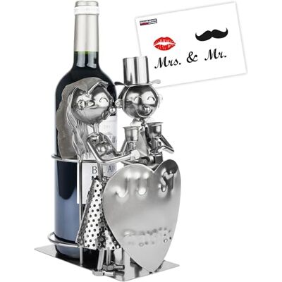 BRUBAKER Porte- Bouteille de Vin Just Married Couple de Mariés Sculpture en Métal Porte-Bouteilles Paire de Mariés Cadeau de Vin pour Mariage Porte-Bouteilles avec Carte Cadeau - Publicité BRUBAKER Porte- Bouteille de Vin Just Married Couple de Mariés Sculpture en Métal Porte-Bouteilles Paire de Mariés Cadeau de Vin pour Mariage Porte-Bouteilles avec Carte Cadeau - Publicité