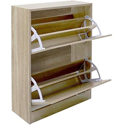 BAKAJI Meuble à Chaussures en Bois mélaminé avec 2 Portes à Rabat et Double Profondeur, Dimensions 60 x 24 x 83,5 cm (Beige) - Publicité BAKAJI Meuble à Chaussures en Bois mélaminé avec 2 Portes à Rabat et Double Profondeur, Dimensions 60 x 24 x 83,5 cm (Beige) - Publicité