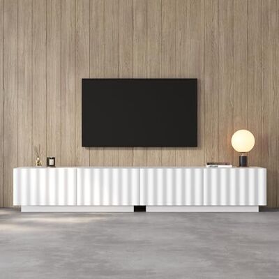 BTM Meuble TV Lowboard Moderne avec façade ondulée, système Push-to-Open, Grand Rangement, Meuble Minimaliste pour Salon - Publicité BTM Meuble TV Lowboard Moderne avec façade ondulée, système Push-to-Open, Grand Rangement, Meuble Minimaliste pour Salon - Publicité