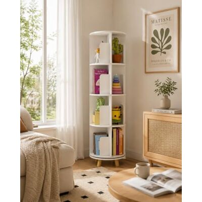 Xinyvee Bibliothèque Meuble de Rangement Tournante, Bibliotheque Livre Tournante, Bibliotheque Rotative, Etagere Chambre Blanche, étagère Bibliothèque Enfant Rotative Blanche(40x40x135cm) - Publicité Xinyvee Bibliothèque Meuble de Rangement Tournante, Bibliotheque Livre Tournante, Bibliotheque Rotative, Etagere Chambre Blanche, étagère Bibliothèque Enfant Rotative Blanche(40x40x135cm) - Publicité