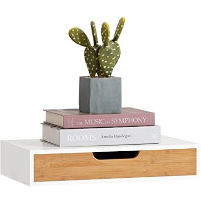 SoBuy Étagère Murale avec Tiroir Étagère Flottante Moderne pour Entrée, Salon, Cuisine & Chambre Blanc & Nature 40x24x8cm FRG92-WN - Publicité SoBuy Étagère Murale avec Tiroir Étagère Flottante Moderne pour Entrée, Salon, Cuisine & Chambre Blanc & Nature 40x24x8cm FRG92-WN - Publicité