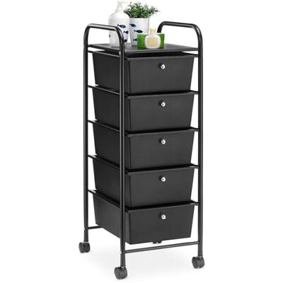 IDIMEX Caisson de Rangement sur roulettes GINA, Colonne de 5 tiroirs et 1 étagère pour Salle de Bain ou Bureau, Noir et métal - Publicité IDIMEX Caisson de Rangement sur roulettes GINA, Colonne de 5 tiroirs et 1 étagère pour Salle de Bain ou Bureau, Noir et métal - Publicité
