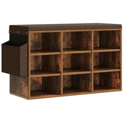WOLTU Banc de Rangement à Chaussures, Meuble d’Entrée pour Chaussures, Étagère Autoportante à 9 Compartiments en Panneau Aggloméré avec Coussin en Tissu Gris, Marron Rustique+Marron, 76,8x30x48,5 cm - Publicité WOLTU Banc de Rangement à Chaussures, Meuble d’Entrée pour Chaussures, Étagère Autoportante à 9 Compartiments en Panneau Aggloméré avec Coussin en Tissu Gris, Marron Rustique+Marron, 76,8x30x48,5 cm - Publicité