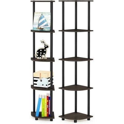 Furinno Turn-N-Tube Étagère Polyvalente pour Présentoir d'Angle à 5 Niveaux, Paquet de 2, Marron foncé/Noir - Publicité Furinno Turn-N-Tube Étagère Polyvalente pour Présentoir d'Angle à 5 Niveaux, Paquet de 2, Marron foncé/Noir - Publicité