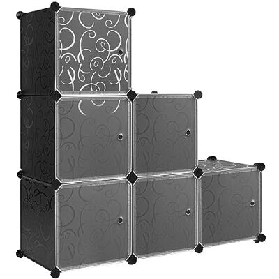 WOLTU Armoire de Rangement Plastique, Meuble de Rangement Modulable, Étagère Chaussures, Armoire Cube avec Portes pour Vêtements, Jouets, Livres,Chaussures, 6 Casiers, Noir - Publicité WOLTU Armoire de Rangement Plastique, Meuble de Rangement Modulable, Étagère Chaussures, Armoire Cube avec Portes pour Vêtements, Jouets, Livres,Chaussures, 6 Casiers, Noir - Publicité
