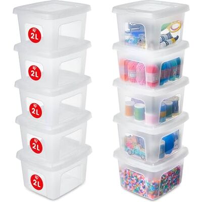 Iris Ohyama , Petite Boite de Rangement Multi-Usages, 2L, Lot de 10, Transparent, Fermeture Facile, Empilables, en Plastique, pour Vêtement, Étagères, École, Organisation, Jouet, Papeterie, MCB-2 - Publicité Iris Ohyama , Petite Boite de Rangement Multi-Usages, 2L, Lot de 10, Transparent, Fermeture Facile, Empilables, en Plastique, pour Vêtement, Étagères, École, Organisation, Jouet, Papeterie, MCB-2 - Publicité