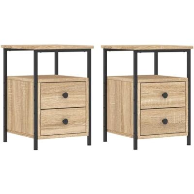 vidaXL Tables de Chevet 2pcs chêne Sonoma 34x35,5x50cm Bois ingénierie, Table de Chevet, Meuble de Chambre à Coucher, Armoire latérale, Armoire - Publicité vidaXL Tables de Chevet 2pcs chêne Sonoma 34x35,5x50cm Bois ingénierie, Table de Chevet, Meuble de Chambre à Coucher, Armoire latérale, Armoire - Publicité