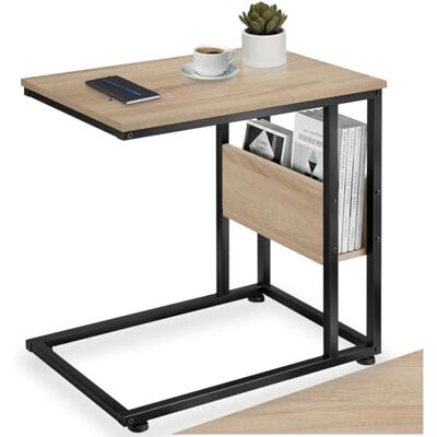tectake ® Table d'appoint 55 x 36,5 x 60 cm, Bout de canape, forme en C asymétrique, Table de chevet, Style industriel, Meuble salon, Chevet de lit, Petit meuble de rangement Salon, Chambre, Bois clair - Publicité tectake ® Table d'appoint 55 x 36,5 x 60 cm, Bout de canape, forme en C asymétrique, Table de chevet, Style industriel, Meuble salon, Chevet de lit, Petit meuble de rangement Salon, Chambre, Bois clair - Publicité