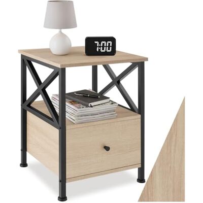 tectake ® Table de Chevet 40 x 41,5 x 55,5 cm, Table de Nuit à tiroir, Style Industriel, Chevet de lit, Petit Meuble de Rangement, Meuble Chambre, Décoration Chambre, Salon, Bureau, Bois Clair - Publicité tectake ® Table de Chevet 40 x 41,5 x 55,5 cm, Table de Nuit à tiroir, Style Industriel, Chevet de lit, Petit Meuble de Rangement, Meuble Chambre, Décoration Chambre, Salon, Bureau, Bois Clair - Publicité