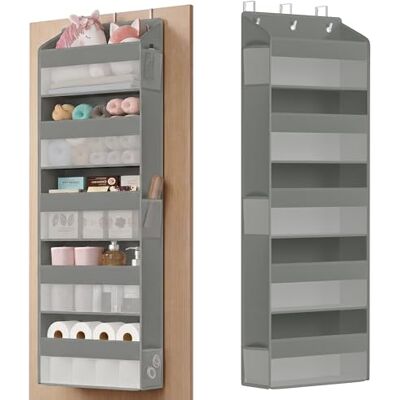 SONGMICS Étagère Suspendue, 5 Compartiments, Rangement Suspendu, Pliable, Rangement Penderie, Crochets en métal, Transparent, Pochettes Latérales, Gris Tourterelle RDH010GD01 - Publicité SONGMICS Étagère Suspendue, 5 Compartiments, Rangement Suspendu, Pliable, Rangement Penderie, Crochets en métal, Transparent, Pochettes Latérales, Gris Tourterelle RDH010GD01 - Publicité
