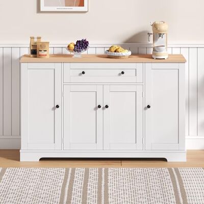 Merax Buffet de cuisine multifonction Buffet de 138 cm avec tiroir, double porte et étagères réglables Design moderne avec protection anti-basculement pour cuisine, salon et chambre à coucher - Publicité Merax Buffet de cuisine multifonction Buffet de 138 cm avec tiroir, double porte et étagères réglables Design moderne avec protection anti-basculement pour cuisine, salon et chambre à coucher - Publicité