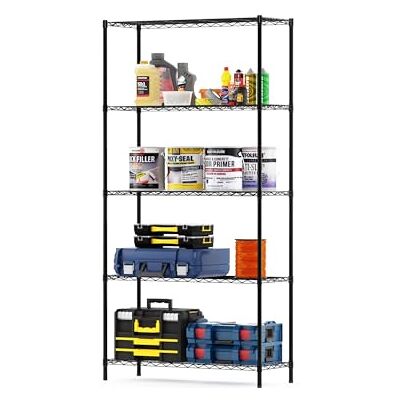 Furinno Wayar Étagère de Rangement en Métal à 5 Niveaux, Noir - Publicité Furinno Wayar Étagère de Rangement en Métal à 5 Niveaux, Noir - Publicité