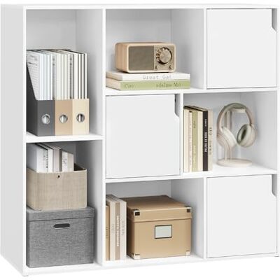 WOLTU Bibliothèque Étagère de Rangement, Étagère Cube, Étagère Livre, avec 8 Casiers et 3 Portes, Meuble de Rangement Cube, pour Salon, Bureau, Chambre, Blanc, 106x30x96cm, SK056ws - Publicité WOLTU Bibliothèque Étagère de Rangement, Étagère Cube, Étagère Livre, avec 8 Casiers et 3 Portes, Meuble de Rangement Cube, pour Salon, Bureau, Chambre, Blanc, 106x30x96cm, SK056ws - Publicité