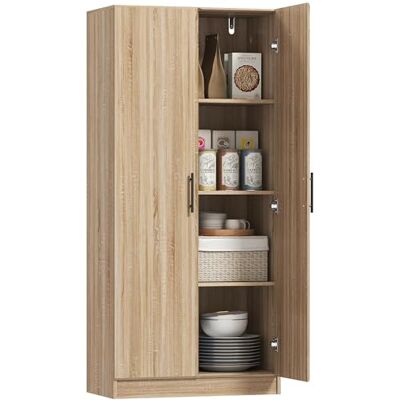 HOMCOM Buffet Cuisine Meuble de Rangement avec Portes Verrouillées, Garde-Manger, Salon, 75 x 40 x 165 cm, Couleur Bois - Publicité HOMCOM Buffet Cuisine Meuble de Rangement avec Portes Verrouillées, Garde-Manger, Salon, 75 x 40 x 165 cm, Couleur Bois - Publicité