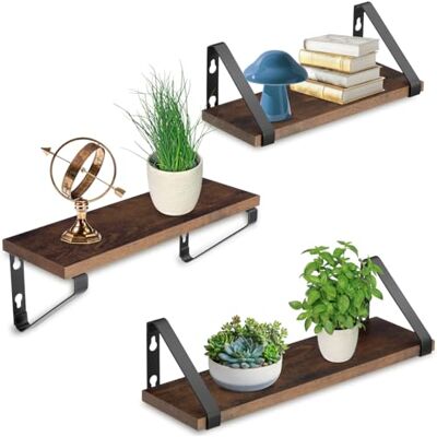 tectake ® Lot de 3 Étagère Murale Style Industriel Minimaliste, Étagères suspendues, Decoration Maison Decoration Chambre Cuisine Salon, Etagere Murale Bois et Acier, 30/35/40 x 12 x 12 cm, Bois foncé - Publicité tectake ® Lot de 3 Étagère Murale Style Industriel Minimaliste, Étagères suspendues, Decoration Maison Decoration Chambre Cuisine Salon, Etagere Murale Bois et Acier, 30/35/40 x 12 x 12 cm, Bois foncé - Publicité
