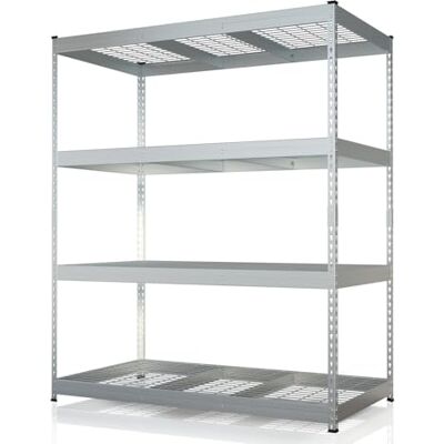KARAT Étagère de Rangement Lourde Yukon Rivet – Rayonnage en Acier avec tablettes grillagées, capacité de Charge 250 à 350 kg par Niveau (Galvanisé, 160 x 150 x 80 cm 4 Niveaux) - Publicité KARAT Étagère de Rangement Lourde Yukon Rivet – Rayonnage en Acier avec tablettes grillagées, capacité de Charge 250 à 350 kg par Niveau (Galvanisé, 160 x 150 x 80 cm 4 Niveaux) - Publicité