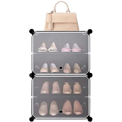 LANTUS Étagère Modulable en Plastique, Étagère à Chaussures avec 4 Compartiments, Boîte à Chaussures, Armoire à Chaussures, Compartiment de 44 x 32 x 65 cm (Noir) - Publicité LANTUS Étagère Modulable en Plastique, Étagère à Chaussures avec 4 Compartiments, Boîte à Chaussures, Armoire à Chaussures, Compartiment de 44 x 32 x 65 cm (Noir) - Publicité