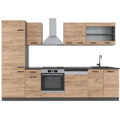 Vicco Cuisine R-Line, Chêne doré/Anthracite, 300cm, PT Anthracite, adapté à Une Extension individuelle par modules complémentaires - Publicité Vicco Cuisine R-Line, Chêne doré/Anthracite, 300cm, PT Anthracite, adapté à Une Extension individuelle par modules complémentaires - Publicité