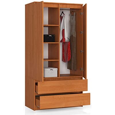 BDW Penderie à 2 Portes, 4 étagères, Penderie, 2 tiroirs, Armoire pour la Chambre à Coucher, Le Salon, Le Couloir, 180 x 90 x 51 cm (aulne) - Publicité BDW Penderie à 2 Portes, 4 étagères, Penderie, 2 tiroirs, Armoire pour la Chambre à Coucher, Le Salon, Le Couloir, 180 x 90 x 51 cm (aulne) - Publicité