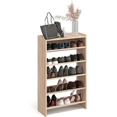 Komto Étagère Chaussures Chêne Sonoma – Meuble Range Chaussure 5 Niveaux avec Etagere Supérieure, Porte-Chaussures pour Entrée, Dressing ou Penderie Elexis 60 x 98 x 25 cm (L x H x P) - Publicité Komto Étagère Chaussures Chêne Sonoma – Meuble Range Chaussure 5 Niveaux avec Etagere Supérieure, Porte-Chaussures pour Entrée, Dressing ou Penderie Elexis 60 x 98 x 25 cm (L x H x P) - Publicité