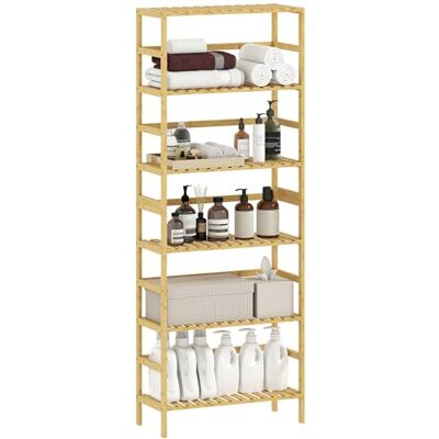 HOMCOM Bibliothèque en Bambou à 6 Niveaux, étagère de Rangement, étagères réglables, bibliothèque étroite pour Les Petits espaces, la Salle de Bain, Le Salon et la Cuisine, 60x26x161 cm, Naturel - Publicité HOMCOM Bibliothèque en Bambou à 6 Niveaux, étagère de Rangement, étagères réglables, bibliothèque étroite pour Les Petits espaces, la Salle de Bain, Le Salon et la Cuisine, 60x26x161 cm, Naturel - Publicité