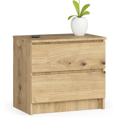 AKORD Commode K60 avec 2 tiroirs Commode Classique pour La Chambre, Salon Meuble de Rangement L60 x H55 x P40 cm Poids 20 kg Chêne Artisan - Publicité AKORD Commode K60 avec 2 tiroirs Commode Classique pour La Chambre, Salon Meuble de Rangement L60 x H55 x P40 cm Poids 20 kg Chêne Artisan - Publicité