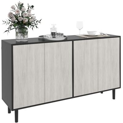 HOMCOM Buffet Cuisine Meuble de Rangement Armoire de Cuisine 2 placards avec étagères réglables, 121 x 37 x 75 cm, Noir et Aspect Bois Gris - Publicité HOMCOM Buffet Cuisine Meuble de Rangement Armoire de Cuisine 2 placards avec étagères réglables, 121 x 37 x 75 cm, Noir et Aspect Bois Gris - Publicité