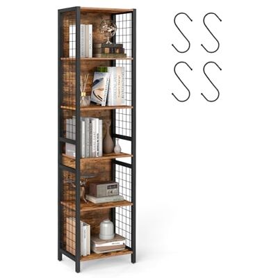 VASAGLE Bibliothèque, Étagère à 6 Niveaux, Meuble de Rangement, 30 x 40 x 175,6 cm, avec 4 Crochets en S, pour Bureau, Salon, Cadre en Acier, Marron Rustique et Noir d'encre LLS170K01 - Publicité VASAGLE Bibliothèque, Étagère à 6 Niveaux, Meuble de Rangement, 30 x 40 x 175,6 cm, avec 4 Crochets en S, pour Bureau, Salon, Cadre en Acier, Marron Rustique et Noir d'encre LLS170K01 - Publicité