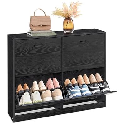 VASAGLE Meuble à Chaussures à 4 Rabats Séparateur de Chaussures réglable pour 16 à 28 Paires de Chaussures 24 x 105,5 x 82,7 cm Noir ébène LBC035B01 - Publicité VASAGLE Meuble à Chaussures à 4 Rabats Séparateur de Chaussures réglable pour 16 à 28 Paires de Chaussures 24 x 105,5 x 82,7 cm Noir ébène LBC035B01 - Publicité