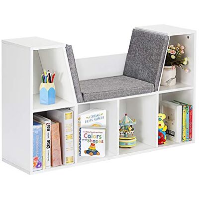 COSTWAY Bibliothèque Enfants en Bois avec Coussin & 6 Casiers, Meuble de Rangement pour Livres et Jouets avec Panneau Arrière, Charge 80kg pour Chambre d’Enfants, Salon et Salle de Jeux - Publicité COSTWAY Bibliothèque Enfants en Bois avec Coussin & 6 Casiers, Meuble de Rangement pour Livres et Jouets avec Panneau Arrière, Charge 80kg pour Chambre d’Enfants, Salon et Salle de Jeux - Publicité