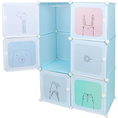 LANTUS Armoire Penderie Portable, Étagère de Rangement, Cubes de Stockage Modulaire en Plastique, Assemblage Facile pour Vêtements, Accessoires, Jouets,74 * 37 * 110cm-bleu - Publicité LANTUS Armoire Penderie Portable, Étagère de Rangement, Cubes de Stockage Modulaire en Plastique, Assemblage Facile pour Vêtements, Accessoires, Jouets,74 * 37 * 110cm-bleu - Publicité