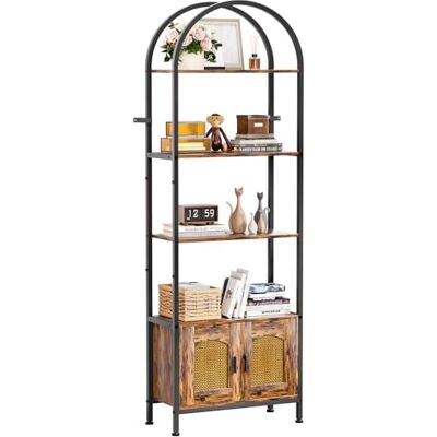 Yorbay Étagère à 5 niveaux en forme d'arc en bois de fer : bibliothèque avec structure métallique anti-basculement et pieds réglables Étagère sur pied pour salon, bureau, salle de bain, chambre à - Publicité Yorbay Étagère à 5 niveaux en forme d'arc en bois de fer : bibliothèque avec structure métallique anti-basculement et pieds réglables Étagère sur pied pour salon, bureau, salle de bain, chambre à - Publicité