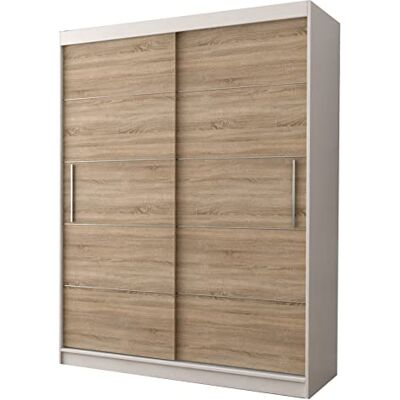 Fabryka Mebli Idźczak Armoire à Portes Coulissantes Vista 06, Armoire 2 Portes 150 x 200 x 61 cm, Armoire de Chambre, Armoire de Rangement, Armoire Salon, Armoires Moderne Blanc/Sonoma - Publicité Fabryka Mebli Idźczak Armoire à Portes Coulissantes Vista 06, Armoire 2 Portes 150 x 200 x 61 cm, Armoire de Chambre, Armoire de Rangement, Armoire Salon, Armoires Moderne Blanc/Sonoma - Publicité