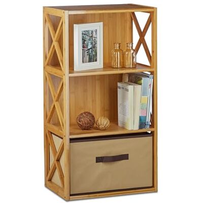 Relaxdays 1x Etagère en Bambou 3 Niveaux avec Panier de Rangement Bois Nature HxlxP: 42 x 29 cm, Nature - Publicité Relaxdays 1x Etagère en Bambou 3 Niveaux avec Panier de Rangement Bois Nature HxlxP: 42 x 29 cm, Nature - Publicité