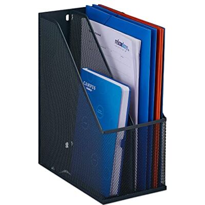 Relaxdays Range-revues en métal 2 Compartiments A4, HxLxP : 31,5x14,5x25 cm, Porte-Magazines Design Maille, Anthracite - Publicité Relaxdays Range-revues en métal 2 Compartiments A4, HxLxP : 31,5x14,5x25 cm, Porte-Magazines Design Maille, Anthracite - Publicité