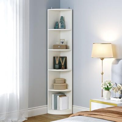 YITAHOME Étagère d'angle Moderne à 5 Niveaux 179,8 cm de Haut Bibliothèque d'angle et bibliothèque Étagère Ouverte en Bois pour Salon, Bureau à Domicile, Blanc - Publicité YITAHOME Étagère d'angle Moderne à 5 Niveaux 179,8 cm de Haut Bibliothèque d'angle et bibliothèque Étagère Ouverte en Bois pour Salon, Bureau à Domicile, Blanc - Publicité