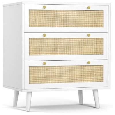 Skokliz Commode Chambre 3 Tiroirs, Armoire de Rangement avec tressage de rotin, Meuble à Vêtements, 40 x 80 x 91cm, Meuble de Rangement pour Salon et Entrée Couloir - Publicité Skokliz Commode Chambre 3 Tiroirs, Armoire de Rangement avec tressage de rotin, Meuble à Vêtements, 40 x 80 x 91cm, Meuble de Rangement pour Salon et Entrée Couloir - Publicité