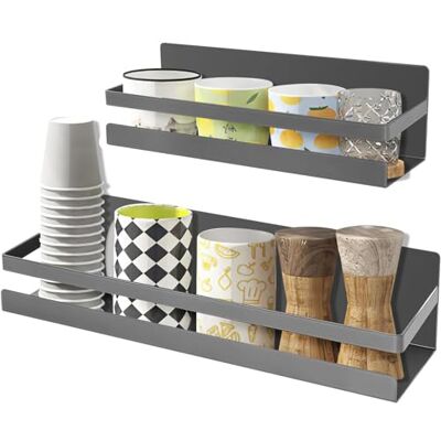 Uten Etagère Cuisine Magnétique, 2 Pièces Étagère à Épices Aimantée, Étagère Magnétique Pour Réfrigérateur, Etagere a Epices Murale pour Réfrigérateur et Surfaces Métalliques – Gris - Publicité Uten Etagère Cuisine Magnétique, 2 Pièces Étagère à Épices Aimantée, Étagère Magnétique Pour Réfrigérateur, Etagere a Epices Murale pour Réfrigérateur et Surfaces Métalliques – Gris - Publicité