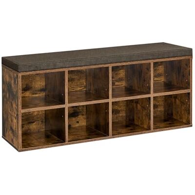 VASAGLE Banc à Chaussures, Organiseur de Chaussures avec 8 Compartiments et 4 Étagères Réglables, Siège Rembourré, pour Entrée, Couloir, Placard, Marron Rustique LHS238K01 - Publicité VASAGLE Banc à Chaussures, Organiseur de Chaussures avec 8 Compartiments et 4 Étagères Réglables, Siège Rembourré, pour Entrée, Couloir, Placard, Marron Rustique LHS238K01 - Publicité
