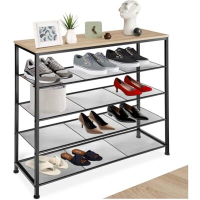 tectake ® Meuble à chaussures 100 x 30,5 x 93 cm, Style industriel Rangement chaussures 4 étagères grillagées, Etagere chaussure Meuble chaussure Entree Dressing Chambre Meubles pour entrée, Bois clair - Publicité tectake ® Meuble à chaussures 100 x 30,5 x 93 cm, Style industriel Rangement chaussures 4 étagères grillagées, Etagere chaussure Meuble chaussure Entree Dressing Chambre Meubles pour entrée, Bois clair - Publicité
