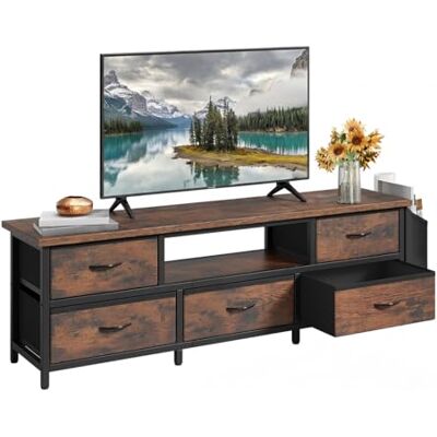 YITAHOME Meuble TV pour Salon avec 5 tiroirs Pliables et étagères avec éclairage LED RVB 160 x 35 x 55 cm - Publicité YITAHOME Meuble TV pour Salon avec 5 tiroirs Pliables et étagères avec éclairage LED RVB 160 x 35 x 55 cm - Publicité