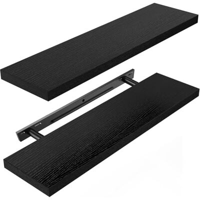 AMADA HOMEFURNISHING Etagere Murale, Grandes Étagère Flottante de 60 cm pour Salle de Bain, Chambre à Coucher, Cuisine, Étagère Murale Bois pour Décoration, Lot de 2, Noir - Publicité AMADA HOMEFURNISHING Etagere Murale, Grandes Étagère Flottante de 60 cm pour Salle de Bain, Chambre à Coucher, Cuisine, Étagère Murale Bois pour Décoration, Lot de 2, Noir - Publicité