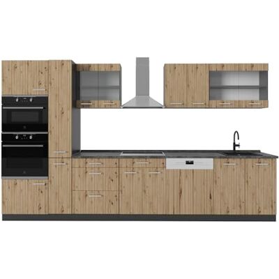 Vicco Cuisine R-Line, Chêne Artisan/Anthracite, 350cm avec Armoire Haute, PT Anthracite, adapté à Une Extension Flexible avec des modules supplémentaires - Publicité Vicco Cuisine R-Line, Chêne Artisan/Anthracite, 350cm avec Armoire Haute, PT Anthracite, adapté à Une Extension Flexible avec des modules supplémentaires - Publicité
