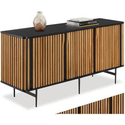 tectake ® Buffet 45,5 x 156 x 74 cm, Buffet Salle a Manger Bois d’Eucalyptus laqué, 3 Portes, 6 Compartiments, Vaisselier, Meuble de Rangement, Bahut, Meuble Salon, Commode Salon, Design en lamelles - Publicité tectake ® Buffet 45,5 x 156 x 74 cm, Buffet Salle a Manger Bois d’Eucalyptus laqué, 3 Portes, 6 Compartiments, Vaisselier, Meuble de Rangement, Bahut, Meuble Salon, Commode Salon, Design en lamelles - Publicité