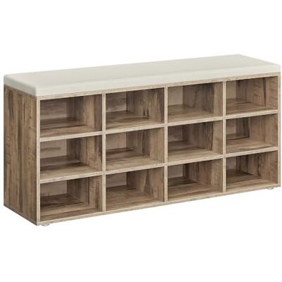 VASAGLE Banc à Chaussures, Organiseur de Chaussures avec 12 Compartiments, Siège Rembourré, pour Entrée, Couloir, Placard, Marron Camel et Beige Cappuccino LHS012K02 - Publicité VASAGLE Banc à Chaussures, Organiseur de Chaussures avec 12 Compartiments, Siège Rembourré, pour Entrée, Couloir, Placard, Marron Camel et Beige Cappuccino LHS012K02 - Publicité