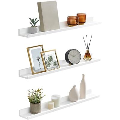 SONGMICS Étagère Murale Suspendue, Lot de 3, Décoration Salon, Longueur 80 cm, Tablette Flottante, pour Cadres Photo, Salon, Bureau, Salle de Bain, Cuisine, Blanc LWS081W01 - Publicité SONGMICS Étagère Murale Suspendue, Lot de 3, Décoration Salon, Longueur 80 cm, Tablette Flottante, pour Cadres Photo, Salon, Bureau, Salle de Bain, Cuisine, Blanc LWS081W01 - Publicité