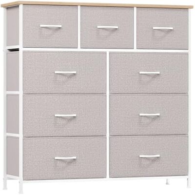 Somdot Commode Chambre, Commode en Tissu avec Cadre en Acier, Meuble de Rangement pour Salon Couloir Entrée, 30P x 100L x 99H (9 Tiroirs), Gris Cendré - Publicité Somdot Commode Chambre, Commode en Tissu avec Cadre en Acier, Meuble de Rangement pour Salon Couloir Entrée, 30P x 100L x 99H (9 Tiroirs), Gris Cendré - Publicité