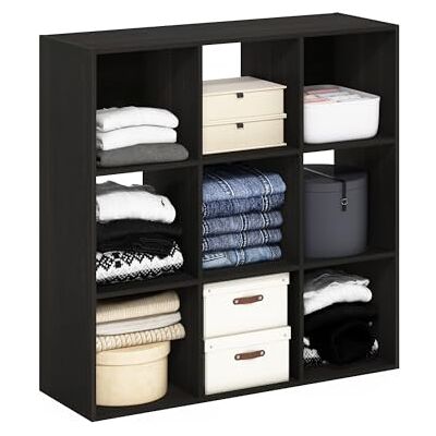 Furinno Pelli Étagère de Rangement cubique Polyvalente pour vêtements et placards, 9 Cubes, Espresso - Publicité Furinno Pelli Étagère de Rangement cubique Polyvalente pour vêtements et placards, 9 Cubes, Espresso - Publicité