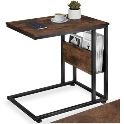 tectake ® Table d'appoint 55 x 36,5 x 60 cm, Bout de canape, forme en C asymétrique, Table de chevet, Style industriel, Meuble salon, Chevet de lit, Petit meuble de rangement Salon, Chambre, Bois foncé - Publicité tectake ® Table d'appoint 55 x 36,5 x 60 cm, Bout de canape, forme en C asymétrique, Table de chevet, Style industriel, Meuble salon, Chevet de lit, Petit meuble de rangement Salon, Chambre, Bois foncé - Publicité